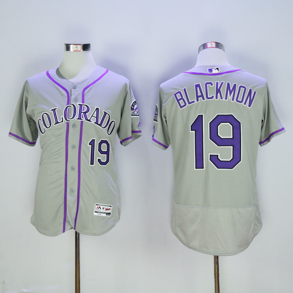 Men Colorado Rockies 19 Blackmon Grey MLB Jerseys